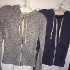 Lot of two Mudd gray and blue zipped sweatshirts